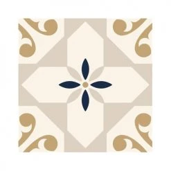 STC Stickers Muraux 6 Stickers Carreaux De Ciment Beige Et Or 15x15cm