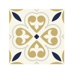 STC Stickers Muraux 6 Stickers Carreaux De Ciment Beige Or Et Bleu 15x15cm