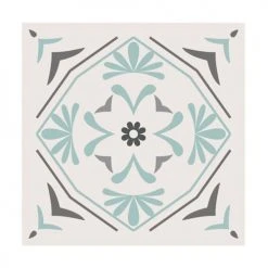 STC Stickers Muraux 6 Stickers Carreaux De Ciment Gris Et Vert 15x15cm