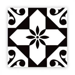 STC Stickers Muraux 6 Stickers Carreaux De Ciment Noir Et Blanc 15x15cm