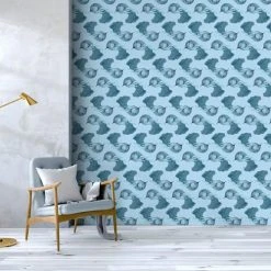 Atelier Mouti Papiers Peints Papier Peint Bleu Imprimé Animal