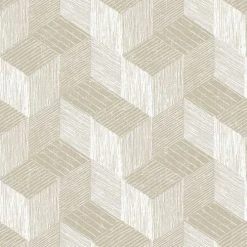 Hexoa Papiers Peints Papier Peint Cubique 3D Beige 53x1000cm -Pêle-mêle photos Soldes papier peint cubique 3d beige 53x1000cm 2