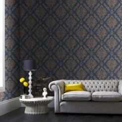 Boutique Papiers Peints Papier Peint Damaris Bleu 1005x52cm