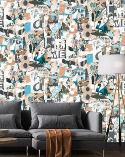Hexoa Papiers Peints Papier Peint Graphique Collage Pop Art 53x1000cm