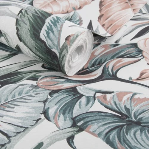 Boutique Papiers Peints Papier Peint Intissé Feuilles Exotiques Gris Et Rose 1005x52cm 5 Boutique Papiers Peints Papier Peint Intissé Feuilles Exotiques Gris Et Rose 1005x52cm – Image 3