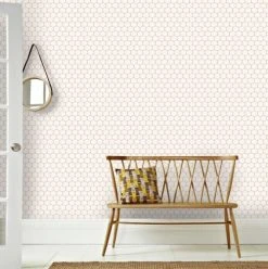 Superfresco Easy Papiers Peints Papier Peint Intissé Hexagone Geo Blanc Cuivre Or 1005x52cm