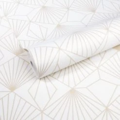 Superfresco Easy Papiers Peints Papier Peint Intissé Losanges Diamant Géo Grainé Blanc Or 1005x52cm -Pêle-mêle photos Soldes papier peint intisse losanges diamant geo graine blanc or 1005x52cm 2