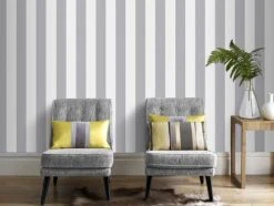 Superfresco Easy Papiers Peints Papier Peint Intissé Lynn Rayures Gris Blanc 1005x52cm