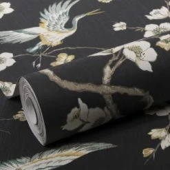 Superfresco Easy Papiers Peints Papier Peint Intissé Oiseaux Japonais Noir Vert 1005x52cm -Pêle-mêle photos Soldes papier peint intisse oiseaux japonais noir vert 1005x52cm 4