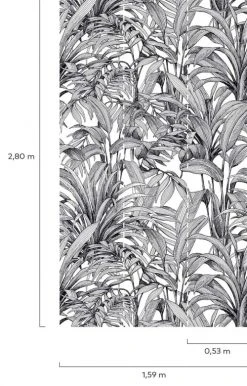 Hexoa Papiers Peints Papier Peint Jungle Bananier Noir Et Blanc 53x840cm -Pêle-mêle photos Soldes papier peint jungle bananier noir et blanc 53x840cm 2