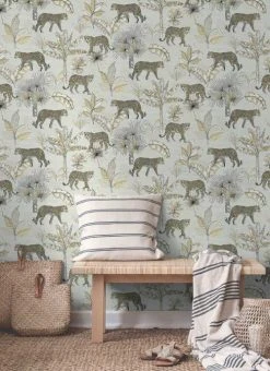 Hexoa Papiers Peints Papier Peint Jungle Et Léopards 53x1000cm