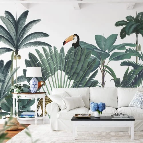 Yeda Design Papiers Peints Papier Peint Jungle Forêt Tropicale Luxuriante Fond Blanc 255x260cm 3 Yeda Design Papiers Peints Papier Peint Jungle Forêt Tropicale Luxuriante Fond Blanc 255x260cm