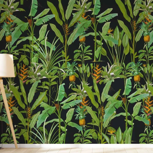 Yeda Design Papiers Peints Papier Peint Motifs Bananiers Fleurs Noir 255x260cm 3 Yeda Design Papiers Peints Papier Peint Motifs Bananiers Fleurs Noir 255x260cm