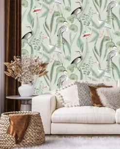 Hexoa Papiers Peints Papier Peint Oiseaux Herons 53x1000cm