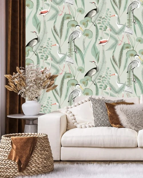 Hexoa Papiers Peints Papier Peint Oiseaux Herons 53x1000cm 3 Hexoa Papiers Peints Papier Peint Oiseaux Herons 53x1000cm