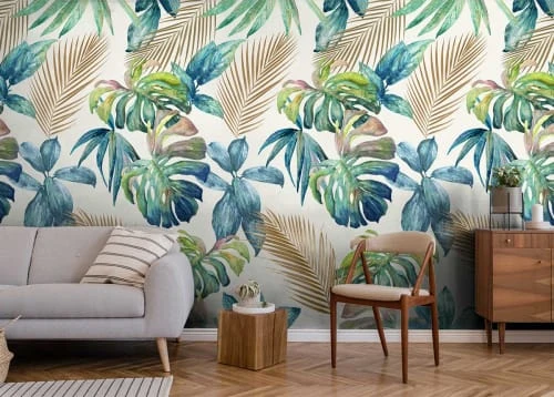 Hexoa Papiers Peints Papier Peint Palme D'or Et Feuilles Exotiques 53x840cm 3 Hexoa Papiers Peints Papier Peint Palme D'or Et Feuilles Exotiques 53x840cm