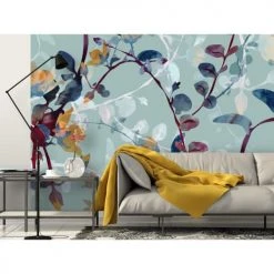 Lé Papiers De Ninon Papiers Peints Papier Peint Panoramique En Papier Bleu Céladon 240x270