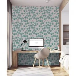 Lé Papiers De Ninon Papiers Peints Papier Peint Panoramique En Papier Bleu Céladon 240x270 -Pêle-mêle photos Soldes papier peint panoramique en papier bleu celadon 240x270 3