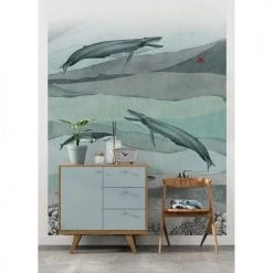 Lé Papiers De Ninon Papiers Peints Papier Peint Panoramique En Papier Bleu Gris 192x285