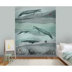 Lé Papiers De Ninon Papiers Peints Papier Peint Panoramique En Papier Bleu Gris 192x285 -Pêle-mêle photos Soldes papier peint panoramique en papier bleu gris 192x285 3