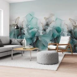 Pêle-mêle photos Soldes 36 99Déco Papiers Peints Papier Peint Panoramique Graphique Turquoise 336x270cm