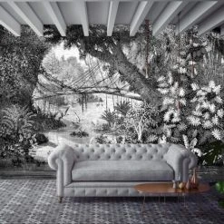 Ciment Factory Papiers Peints Papier Peint Panoramique Gravure Jungle 390x270cm -Pêle-mêle photos Soldes papier peint panoramique gravure jungle 390x270cm 2