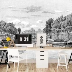 Ciment Factory Papiers Peints Papier Peint Panoramique Gravure La Seine 270x390cm -Pêle-mêle photos Soldes papier peint panoramique gravure la seine 270x390cm 3