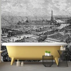 Ciment Factory Papiers Peints Papier Peint Panoramique Gravure Paris 1900 390x270cm
