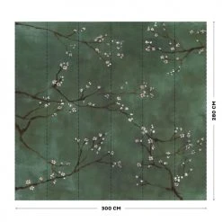 Art For The Home Papiers Peints Papier Peint Panoramique Intissé Cerisiers Japonais Vert 300x280cm -Pêle-mêle photos Soldes papier peint panoramique intisse cerisiers japonais vert 300x280cm 3