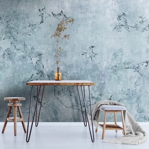 Art For The Home Papiers Peints Papier Peint Panoramique Intissé Oiseaux Japonais Bleu 186x280cm 5 Art For The Home Papiers Peints Papier Peint Panoramique Intissé Oiseaux Japonais Bleu 186x280cm – Image 3