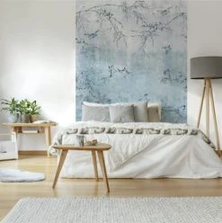 Art For The Home Papiers Peints Papier Peint Panoramique Intissé Oiseaux Japonais Bleu 186x280cm