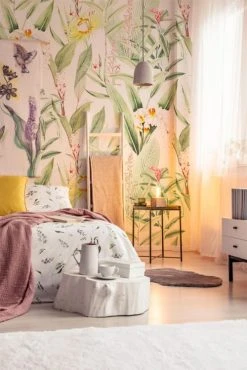 Yeda Design Papiers Peints Papier Peint Panoramique Motifs Fleurs Jardin Tropical Blanc 255x260cm -Pêle-mêle photos Soldes papier peint panoramique motifs fleurs jardin tropical blanc 255x260cm 1