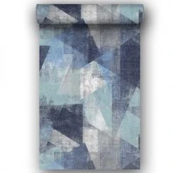 Hexoa Papiers Peints Papier Peint Rouleau Perspective Géométrique Bleue 53x1000cm -Pêle-mêle photos Soldes papier peint rouleau perspective geometrique bleue 53x1000cm 2