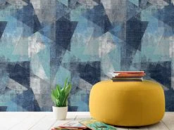 Hexoa Papiers Peints Papier Peint Rouleau Perspective Géométrique Bleue 53x1000cm