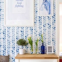 Decochic Papiers Peints Papier Peint Vinyle Adhésif Feuilles Vintage Bleu 50x300 Cm -Pêle-mêle photos Soldes papier peint vinyle adhesif feuilles vintage bleu 50x300 cm 2