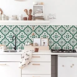 Decochic Papiers Peints Papier Peint Vinyle Adhésif Lisbona Vertes 50x300 Cm