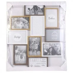 The Home Deco Factory Cadres Et Albums Photos Pêle-mêle Design Scandinave Natural 10 Photos Blanc Et Bois -Pêle-mêle photos Soldes pele mele design scandinave natural 10 photos blanc et bois 3