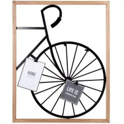 Maisons Du Monde Pêle-mêle Photos Pêle Mêle En Métal Filaire Noir Roue De Vélo Et En Bois D'hévéa